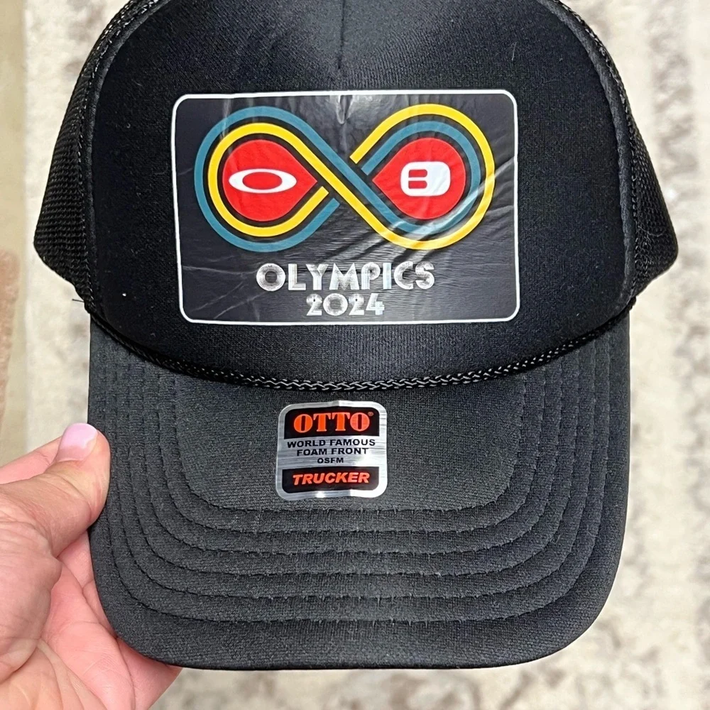 Otto Black Trucker Hat with Colorful buckle Olympics 2024 Logo - Picture 1 of 2